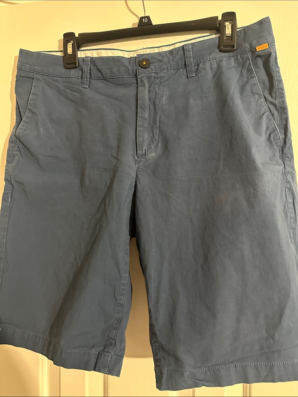 Timberland Men's Slate Blue Flat-Front Cotton Shorts